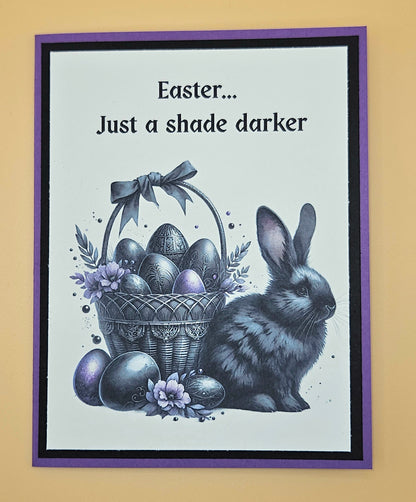 Gothic Easter Card, Handmade Dark Bunny Metallic Eggs, Spooky Spring Keepsake