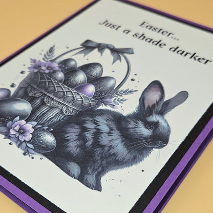 Gothic Easter Card, Handmade Dark Bunny Metallic Eggs, Spooky Spring Keepsake