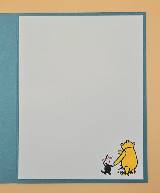 Winnie the Pooh Friendship Card, Handmade Classic Pooh and Piglet Greeting Card, "Even Longer" Keepsake
