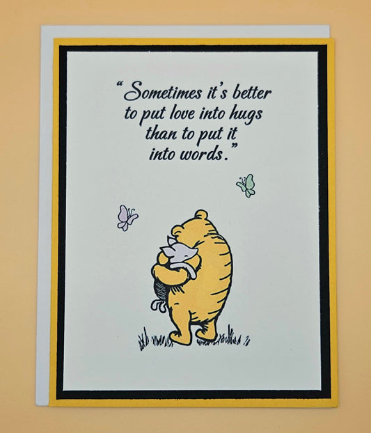 Winnie the Pooh Friendship Card, Handmade Classic Pooh and Piglet Greeting Card, Sending Hugs Keepsake