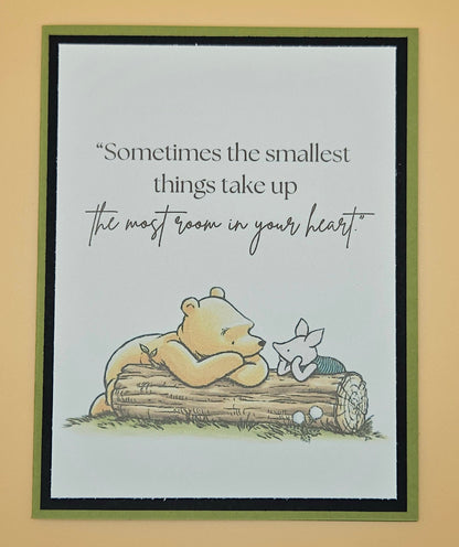 Winnie the Pooh Friendship Card, Handmade Pooh and Piglet, Smallest Things Keepsake, Blank Inside