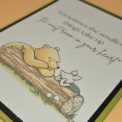 Winnie the Pooh Friendship Card, Handmade Pooh and Piglet, Smallest Things Keepsake, Blank Inside