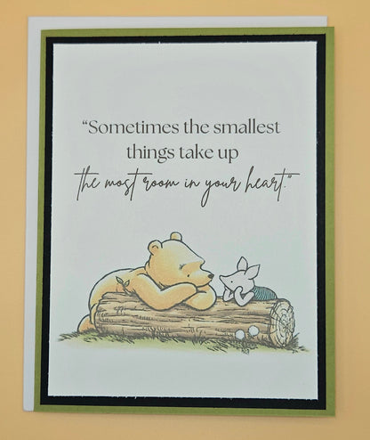 Winnie the Pooh Friendship Card, Handmade Pooh and Piglet, Smallest Things Keepsake, Blank Inside