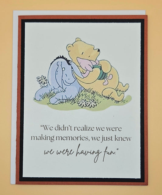 Winnie the Pooh Friendship Card, Handmade Classic Pooh and Eeyore Greeting, Making Memories Keepsake