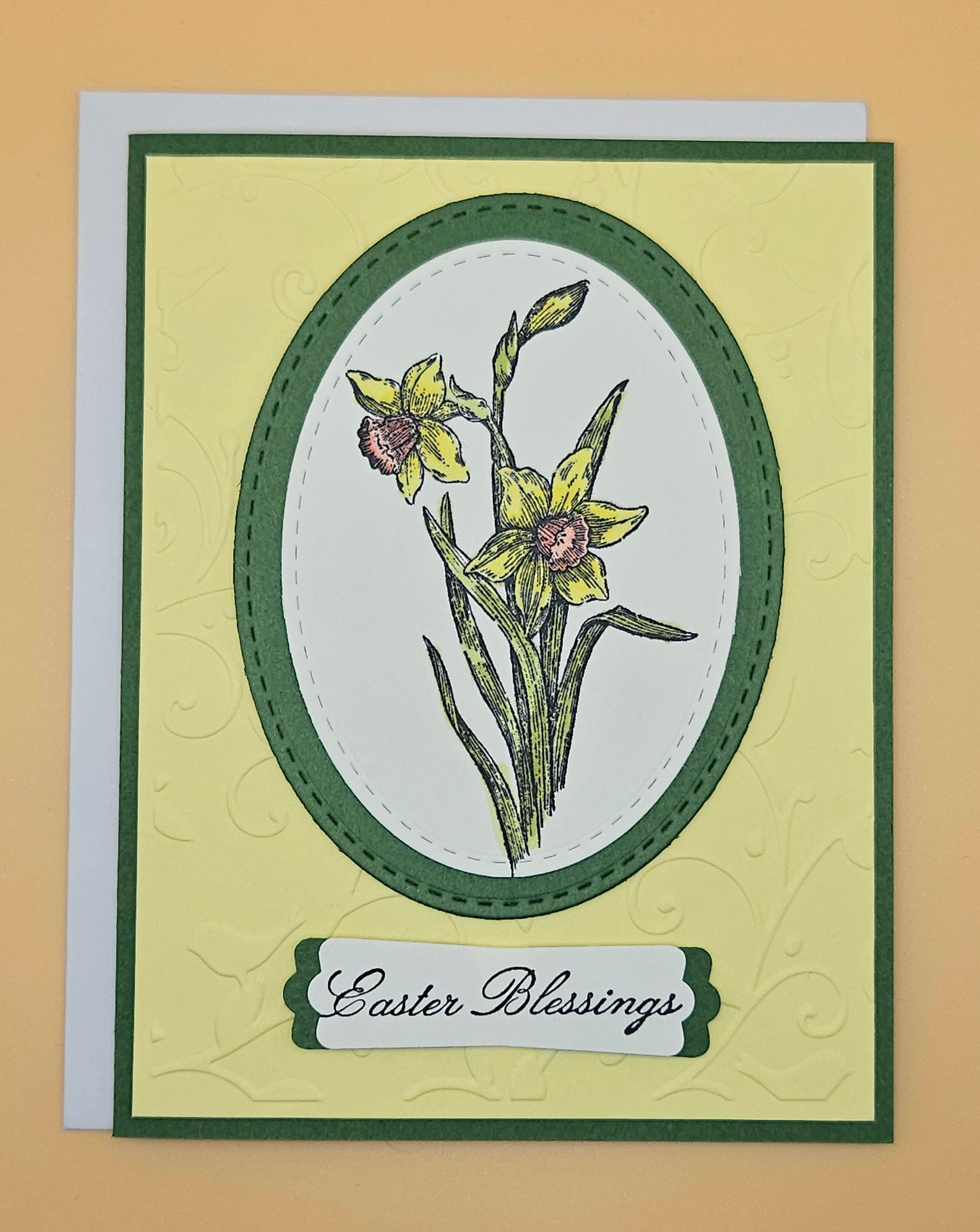 Religious Easter Card, Handmade Floral Lilies Blessings, Spring Keepsake, Blank Inside