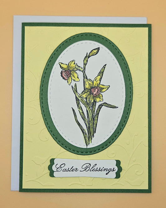 Handmade Religious Easter Card, Floral Lilies Greeting Card, Blessings Keepsake