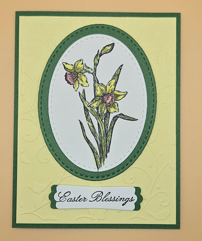 Religious Easter Card, Handmade Floral Lilies Blessings, Spring Keepsake, Blank Inside