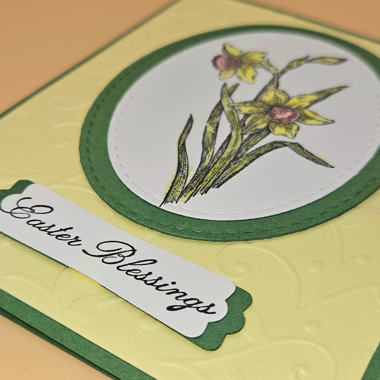 Religious Easter Card, Handmade Floral Lilies Blessings, Spring Keepsake, Blank Inside
