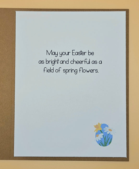 Handmade Easter Card, Vintage Duckling Greeting Card, Spring Meadow and Eggs Keepsake