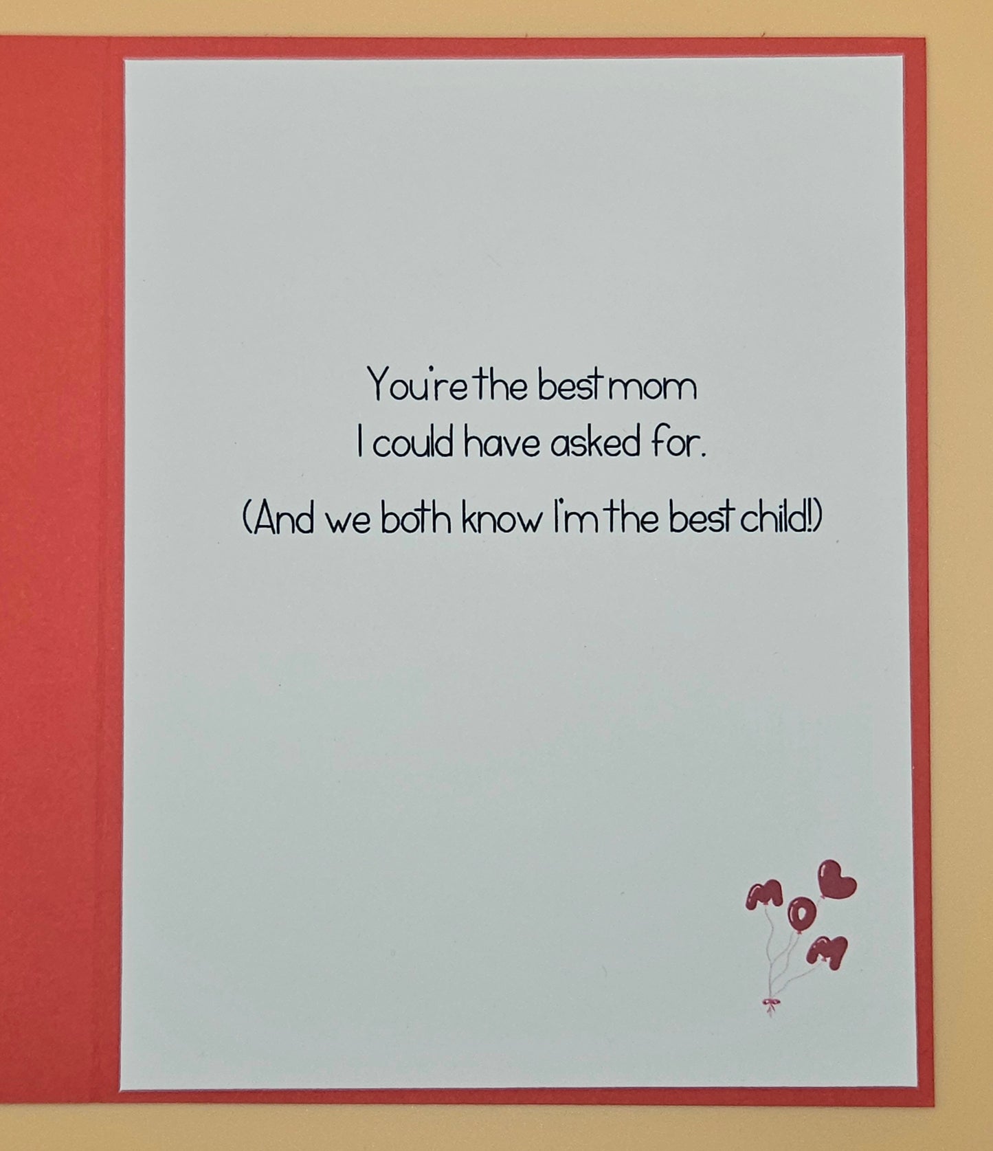 Funny Mother's Day Card From Favourite Child, Handmade Snarky Mom Gift, Keepsake