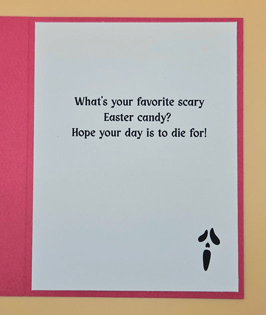 Gothic Easter Card, Handmade Ghostface Bunny Greeting Card Keepsake