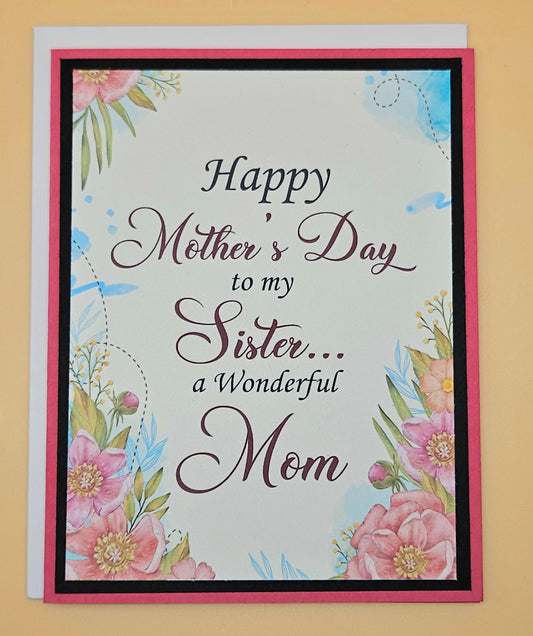Handmade Mother's Day Card for Sister, Floral Watercolor Amazing Mom Keepsake