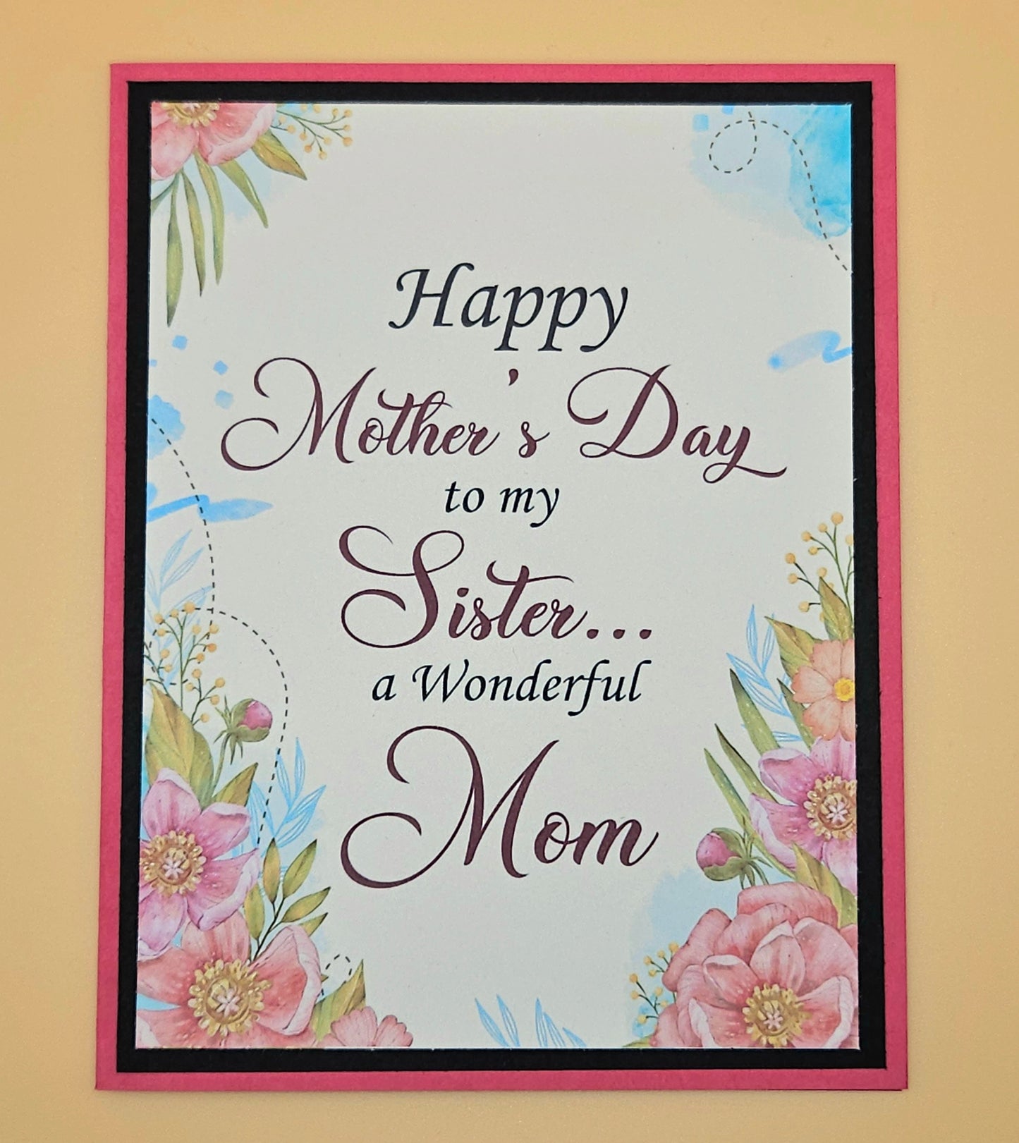 Mother’s Day Card for Sister, Handmade Floral Watercolor Illustration, Heartfelt Keepsake with Message