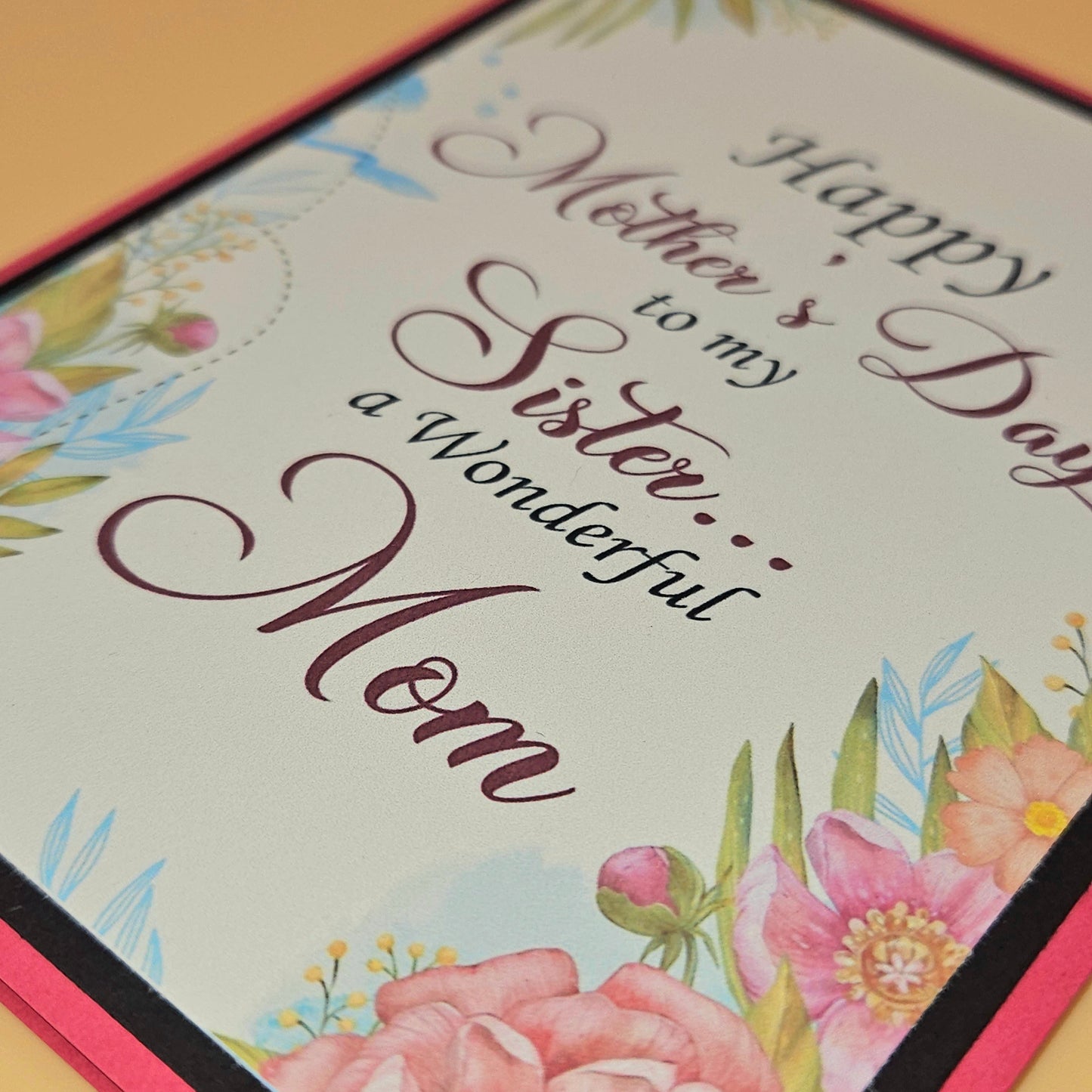 Mother’s Day Card for Sister, Handmade Floral Watercolor Illustration, Heartfelt Keepsake with Message