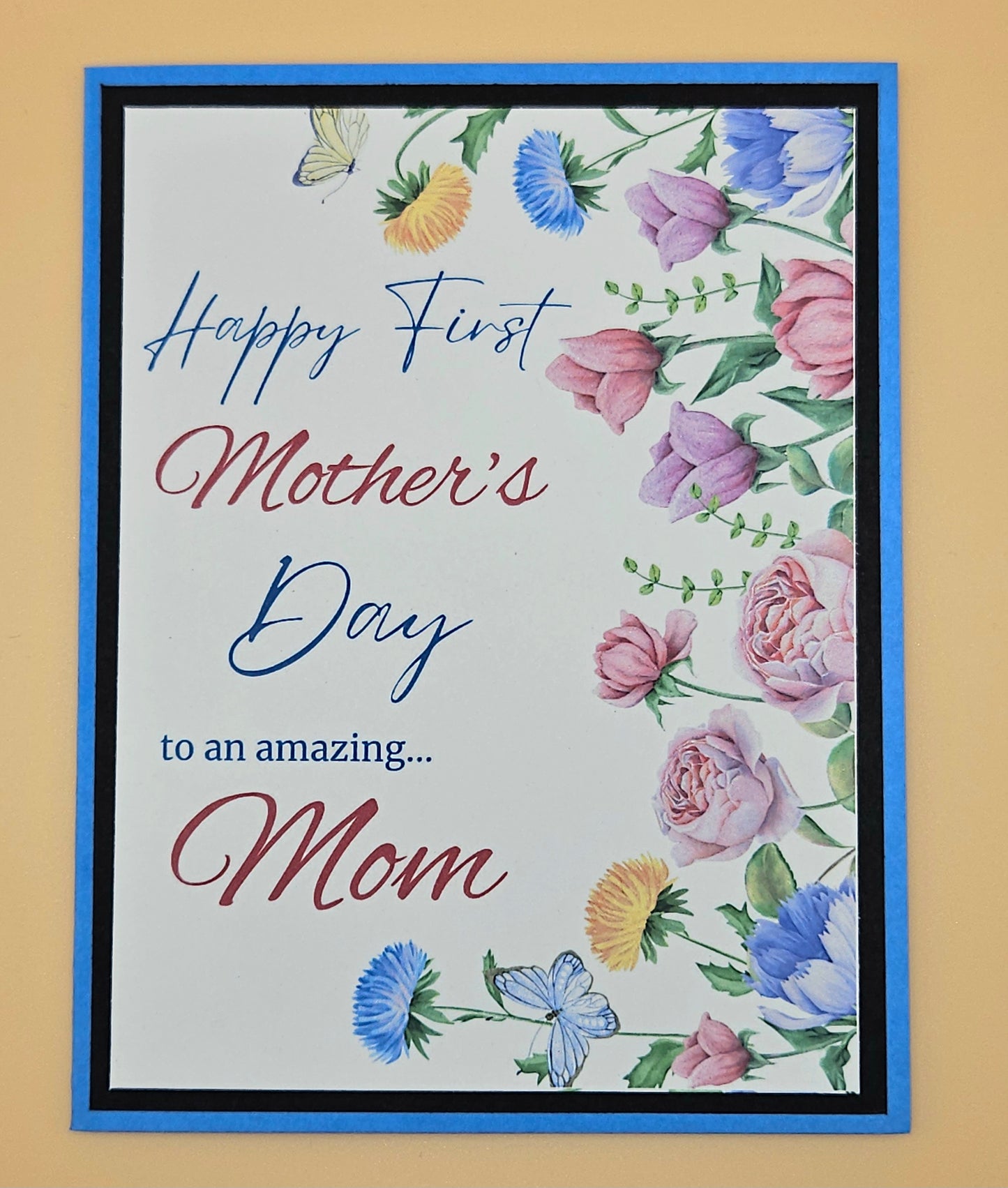 First Mother's Day Card for New Mom, Handmade Floral Illustration, Heartfelt Keepsake