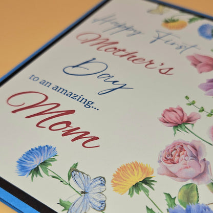 First Mother's Day Card for New Mom, Handmade Floral Illustration, Heartfelt Keepsake