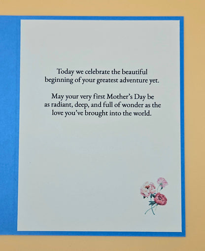 First Mother's Day Card for New Mom, Handmade Floral Illustration, Heartfelt Keepsake