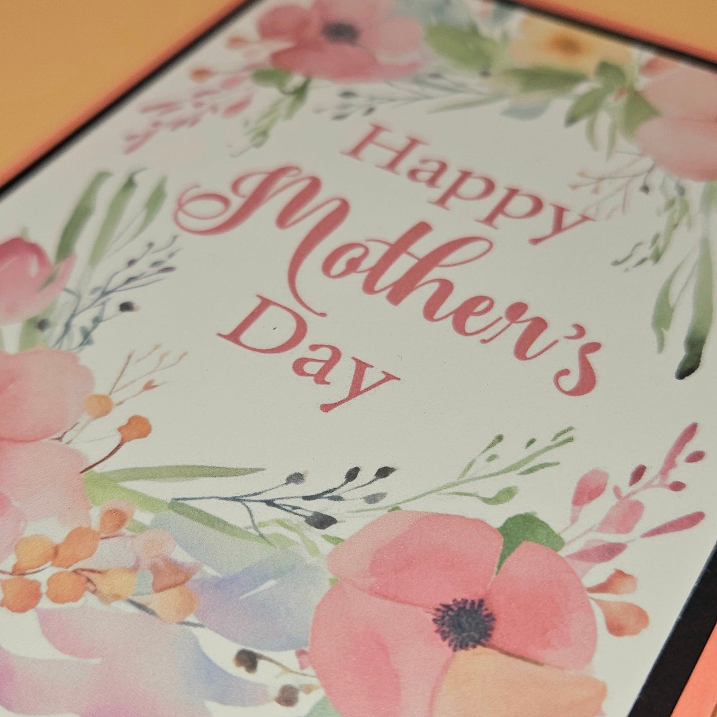Mother's Day Card for Mom, Handmade Pink Watercolor Floral, Heartfelt Keepsake