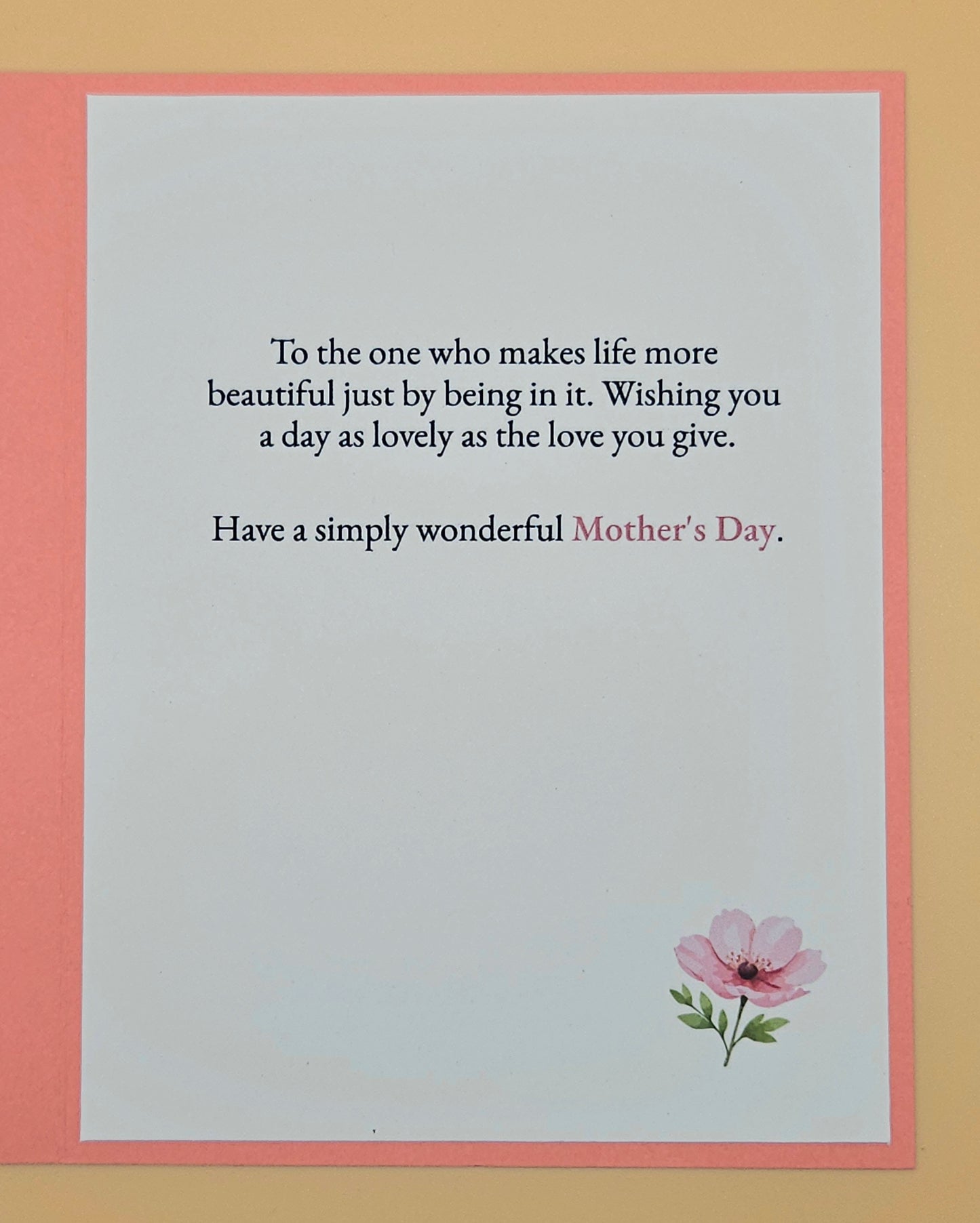 Mother's Day Card for Mom, Handmade Pink Watercolor Floral, Heartfelt Keepsake
