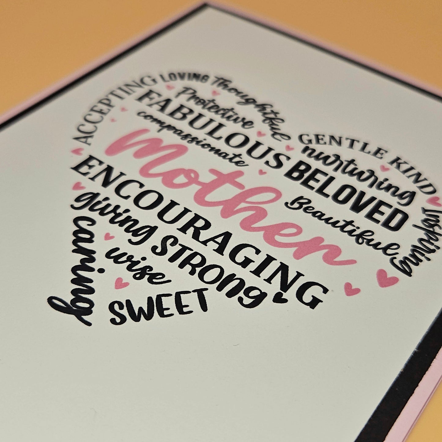Mother's Day Card for Mom, Handmade Heart Word Art Illustration, Bold Keepsake