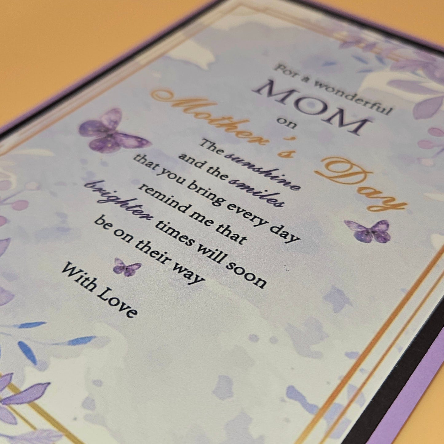 Mother's Day Card for Mom, Handmade Wonderful Mom Floral Butterfly Watercolor, Heartfelt Keepsake
