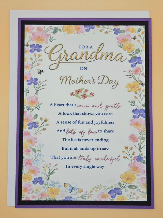 Handmade Mother's Day Card, Grandma Floral Heart of Our Family Keepsake