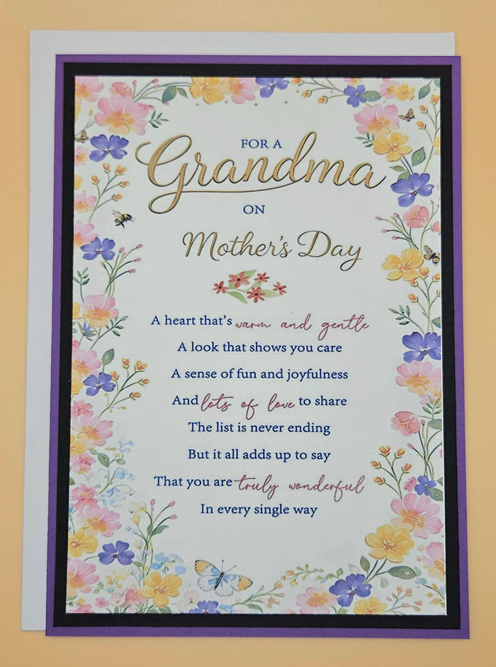 Mother's Day Card for Grandma, Handmade Floral Heart of Our Family, Heartfelt Greeting