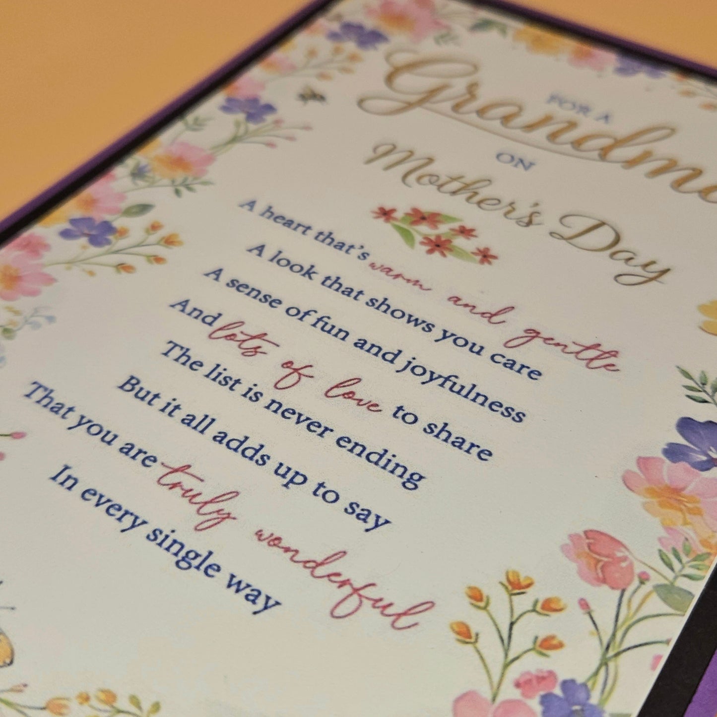 Mother's Day Card for Grandma, Handmade Floral Heart of Our Family, Heartfelt Keepsake