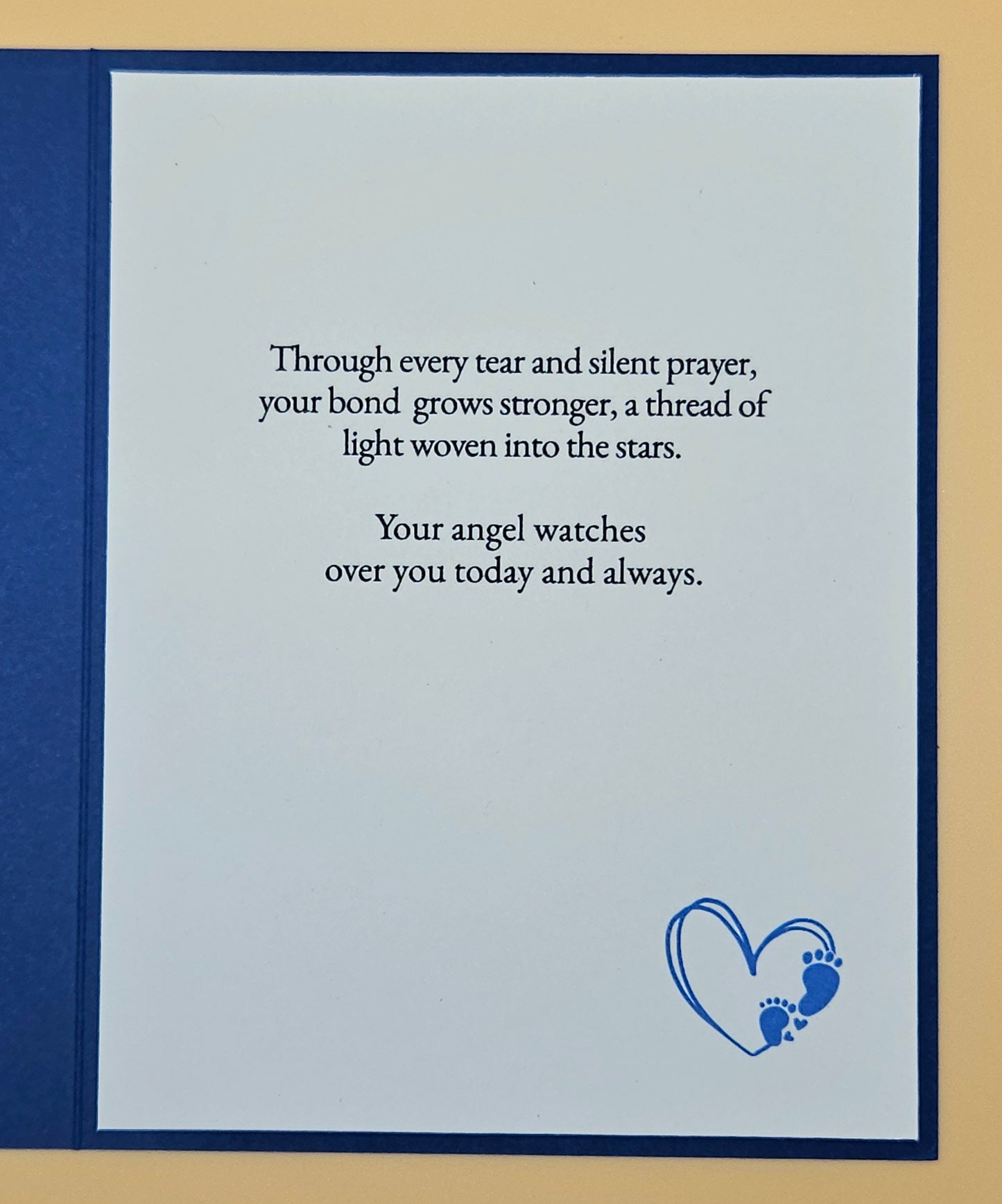 Angel Mom Memorial Card for Son, Handmade Boy Infant Loss Illustration, Sympathy Keepsake