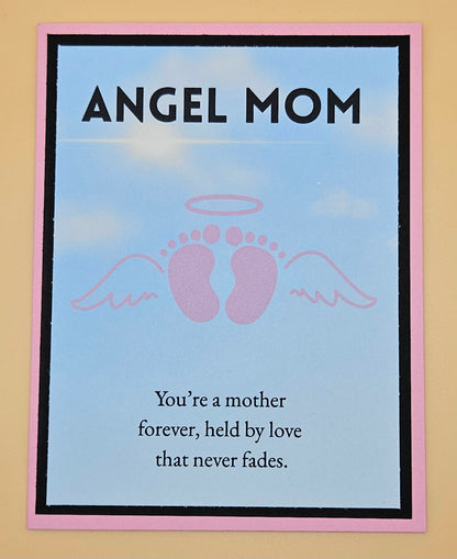 Angel Mom Memorial Card for Daughter, Handmade Girl Infant Loss Illustration, Sympathy Keepsake