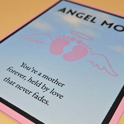 Angel Mom Memorial Card for Daughter, Handmade Girl Infant Loss Illustration, Sympathy Keepsake