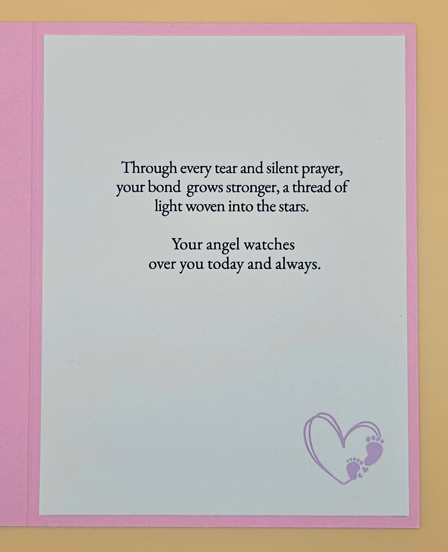 Angel Mom Memorial Card for Daughter, Handmade Girl Infant Loss Illustration, Sympathy Keepsake
