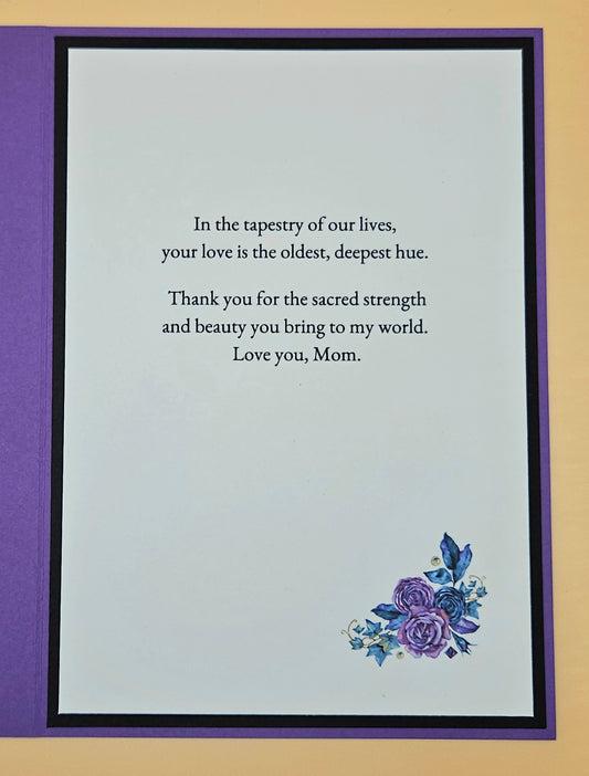 Handmade Gothic Mother's Day Card, Special Mom Purple Roses and Skull Keepsake