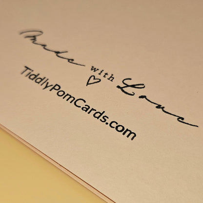 Beige card with 'Made with Love' and TiddlyPomCards.com text