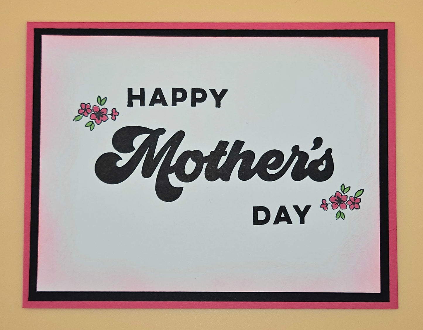 Mother's Day card with 'Happy Mother's Day' text on a gradient background