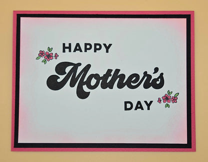 Mother's Day card with 'Happy Mother's Day' text on a gradient background