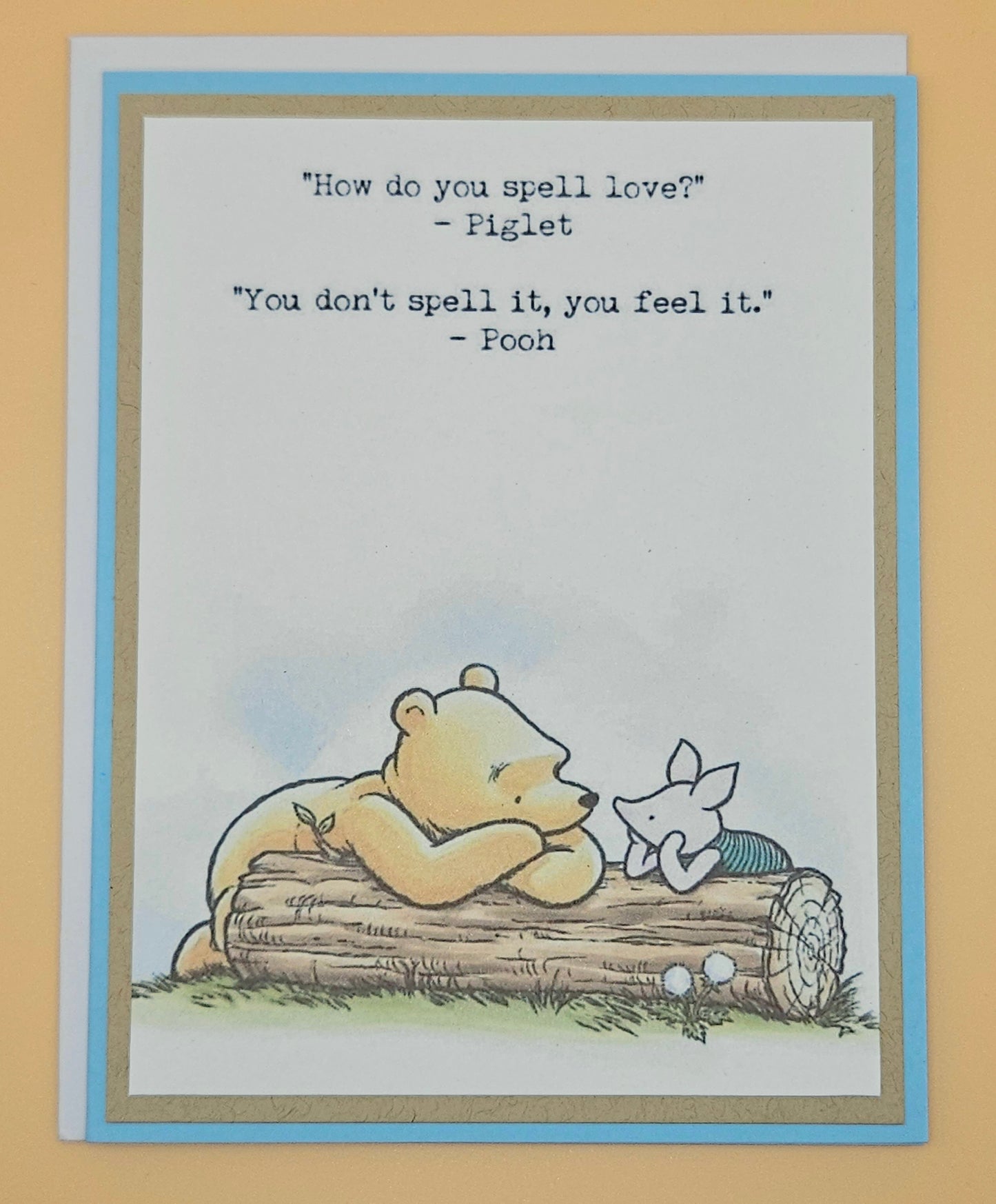 Winnie the Pooh Card For Friends, Handmade Layered Friendship Greeting Card, Piglet & Pooh Quote Card Keepsake For Bestie