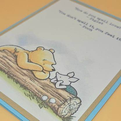 Winnie the Pooh Card For Friends, Handmade Layered Friendship Greeting Card, Piglet & Pooh Quote Card Keepsake For Bestie