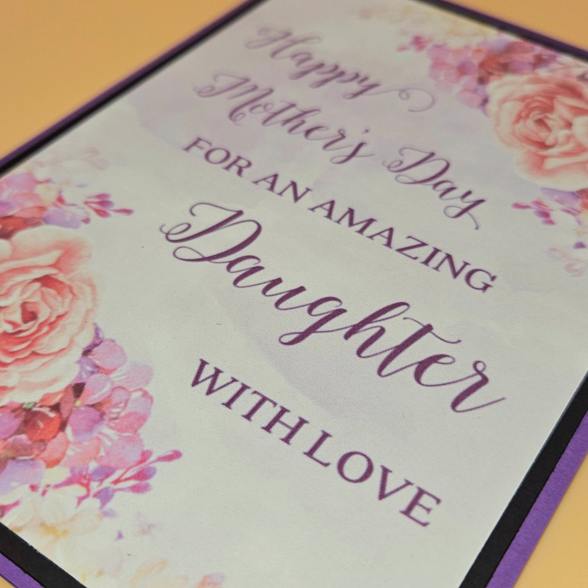 Greeting card with floral design and text for an amazing daughter on Mother's Day