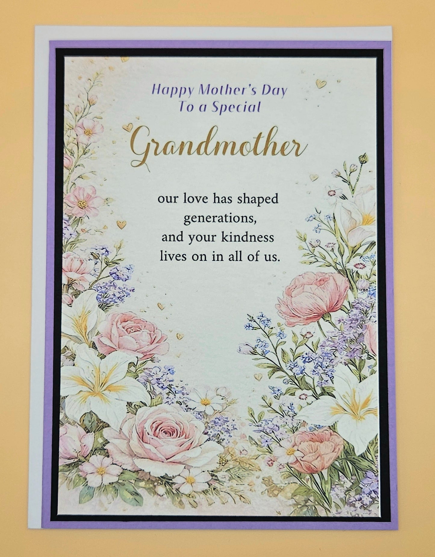 Mother’s Day Card for Grandmother, Handmade Special Nana Floral, Heartfelt Generational Keepsake with Message
