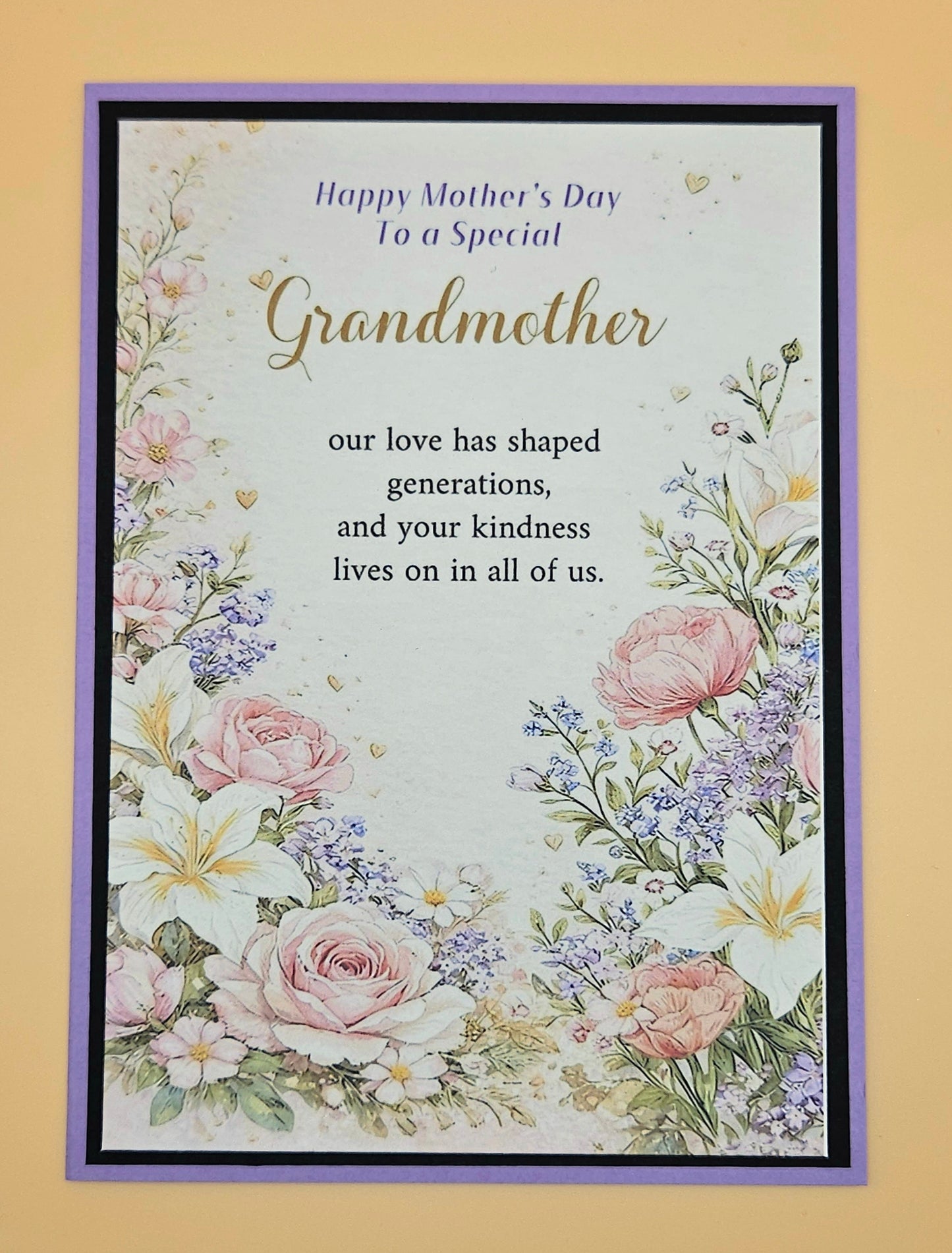 Mother’s Day Card for Grandmother, Handmade Special Nana Floral, Heartfelt Generational Keepsake with Message