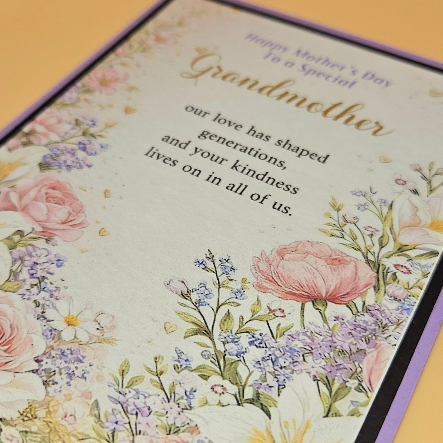 Mother’s Day Card for Grandmother, Handmade Special Nana Floral, Heartfelt Generational Keepsake with Message