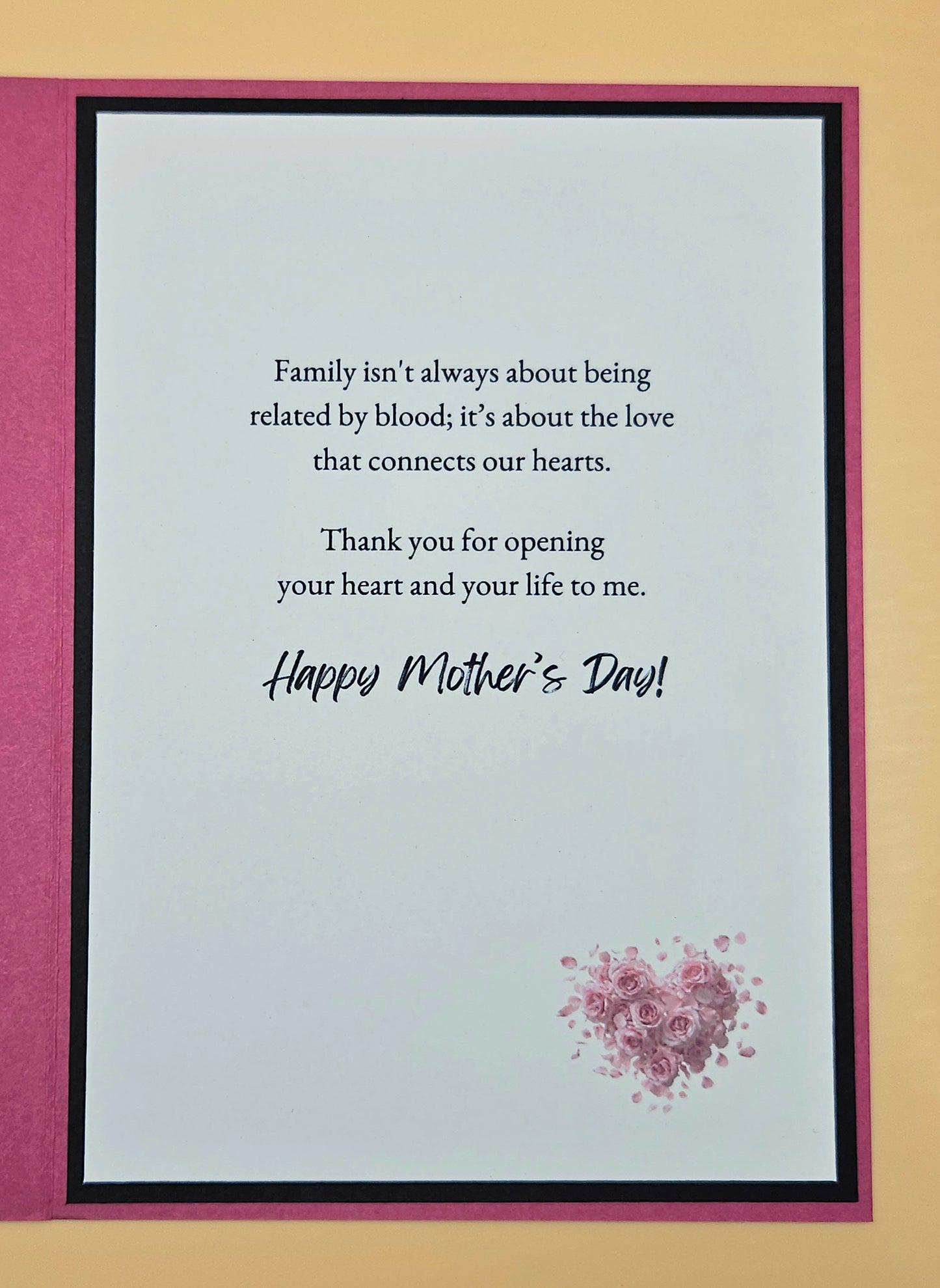 Mothers Day Card for Bonus Mom, Handmade Heart & Floral Greeting, Heartfelt Keepsake with Message