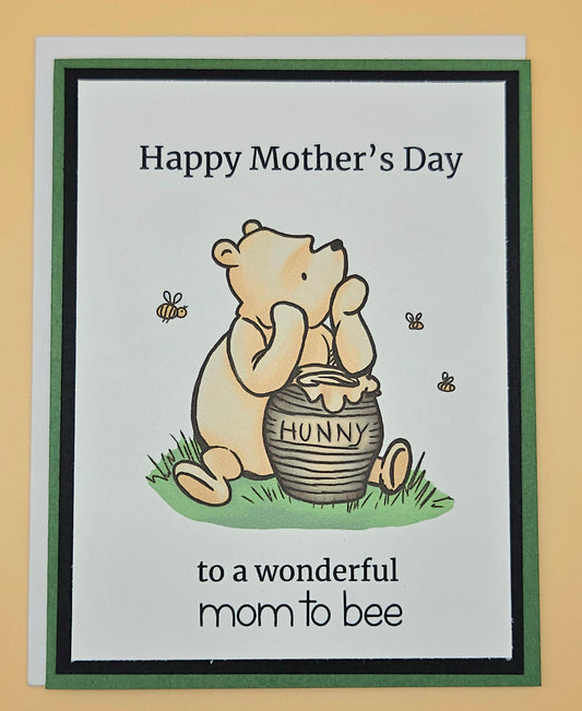 Winnie the Pooh Mother's Day Card, Handmade Mom to Bee, First Mother's Day