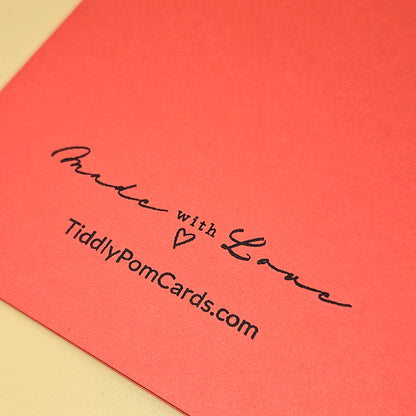 Red card with 'Made with Love' and TiddlyPomCards.com text
