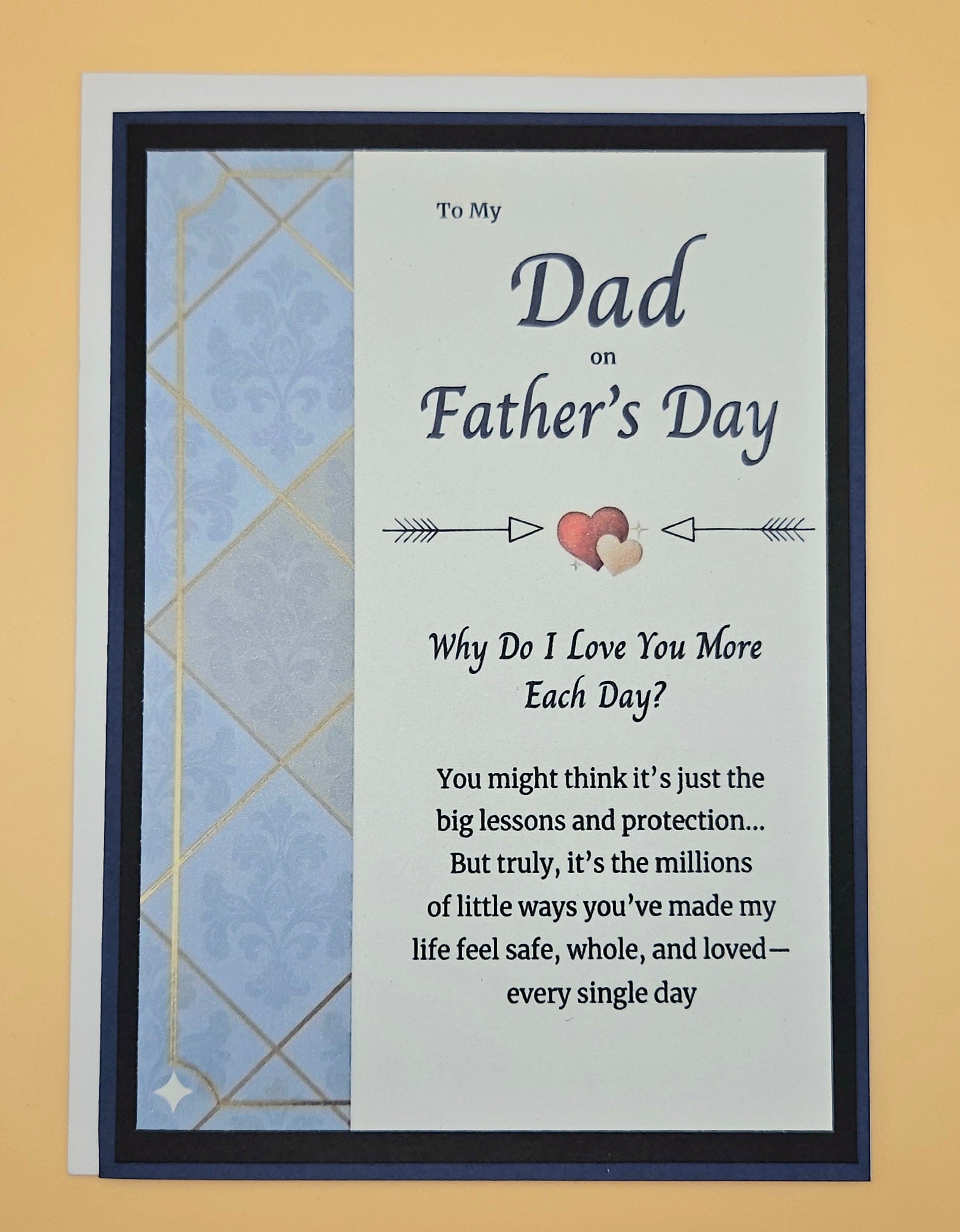 Father's Day card for Dad with a message and decorative elements on a beige background