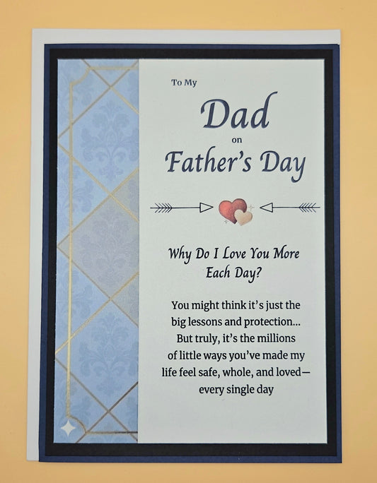 Father's Day card for Dad with a message and decorative elements on a beige background