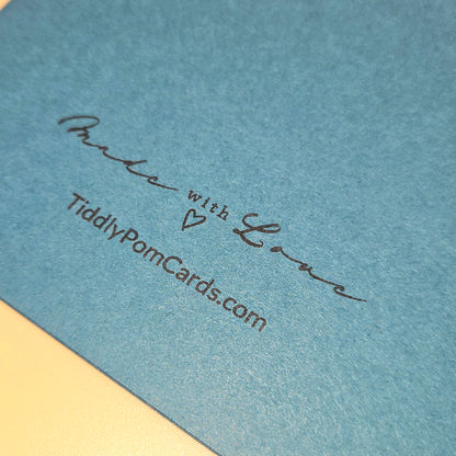 Blue card with 'Made with Love' and TiddlyPomCards.com text