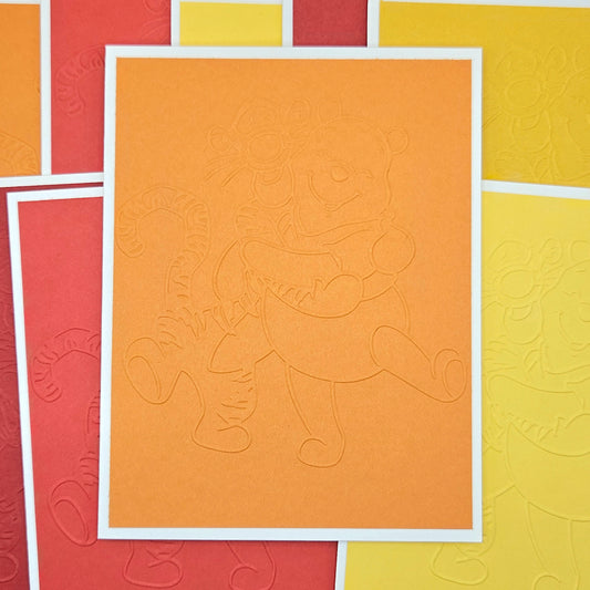 Winnie the Pooh and Tigger Note Cards, Handmade Embossed Classic, Heartfelt Keepsake Set of 10, Orange