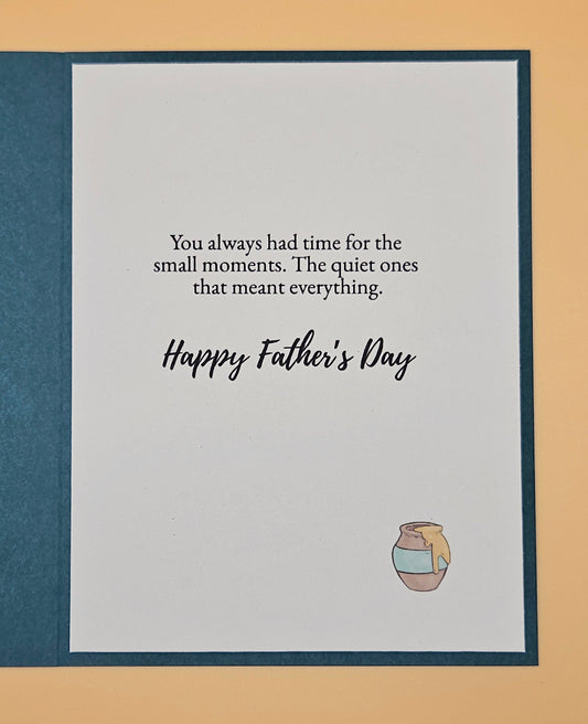 Father's Day card with a vase illustration and text on a beige background
